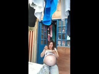 pregnant woman stuffing